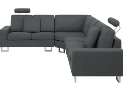 Beliani 6-Istuttava Kulmasohva Kangas Oikeak. Tummanharmaa Stockholm Best Sale