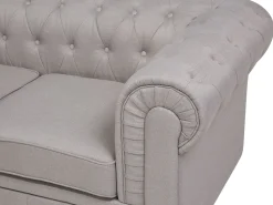 Beliani 6-Istuttava Kulmasohva Kangas Vasenk. Beige Chesterfield Online