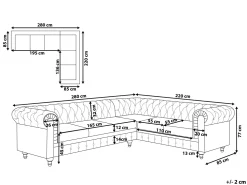Beliani 6-Istuttava Kulmasohva Kangas Vasenk. Beige Chesterfield Online