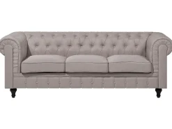 Beliani 6-Istuttava Kulmasohva Kangas Vasenk. Beige Chesterfield Online
