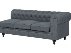 Beliani 6-Istuttava Kulmasohva Kangas Oikeak. Vaaleanharmaa Chesterfield Best