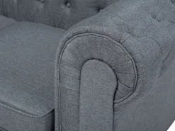 Beliani 6-Istuttava Kulmasohva Kangas Oikeak. Vaaleanharmaa Chesterfield Best