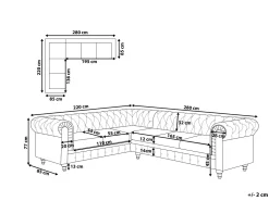 Beliani 6-Istuttava Kulmasohva Kangas Oikeak. Vaaleanharmaa Chesterfield Best