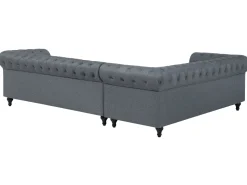Beliani 6-Istuttava Kulmasohva Kangas Oikeak. Vaaleanharmaa Chesterfield Best