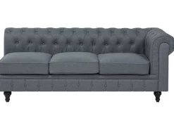 Beliani 6-Istuttava Kulmasohva Kangas Oikeak. Vaaleanharmaa Chesterfield Best