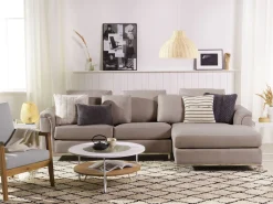 Beliani 4-Istuttava Kulmasohva Kangas Vasenk. Beige Oslo Discount