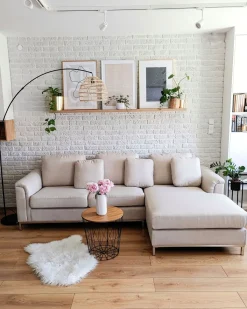 Beliani 4-Istuttava Kulmasohva Kangas Vasenk. Beige Oslo Discount