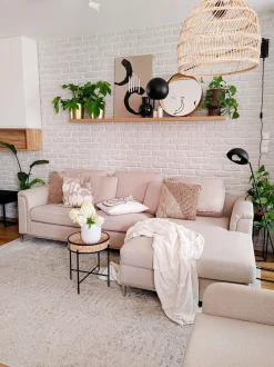 Beliani 4-Istuttava Kulmasohva Kangas Vasenk. Beige Oslo Discount