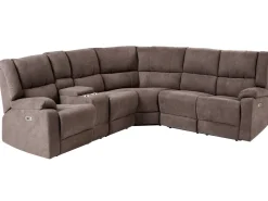 Beliani 5-Istuttava Kulmasohva Kangas Sahkosaadettava Usb-Portti Ruskeanharmaa Rokke Best