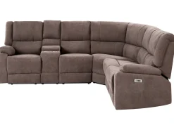 Beliani 5-Istuttava Kulmasohva Kangas Sahkosaadettava Usb-Portti Ruskeanharmaa Rokke Best