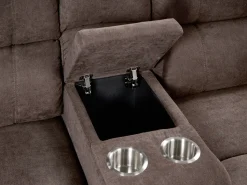 Beliani 5-Istuttava Kulmasohva Kangas Sahkosaadettava Usb-Portti Ruskeanharmaa Rokke Best