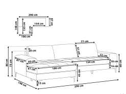 Beliani 4-Istuttava Kulmasohva Kangas Oikeak. Tummanharmaa Kiruna Best