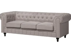 Beliani 6-Istuttava Kulmasohva Kangas Oikeak. Beige Chesterfield Hot