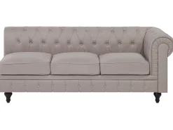 Beliani 6-Istuttava Kulmasohva Kangas Oikeak. Beige Chesterfield Hot