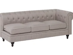 Beliani 6-Istuttava Kulmasohva Kangas Oikeak. Beige Chesterfield Hot