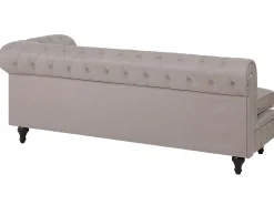 Beliani 6-Istuttava Kulmasohva Kangas Oikeak. Beige Chesterfield Hot