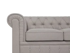 Beliani 6-Istuttava Kulmasohva Kangas Oikeak. Beige Chesterfield Hot