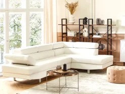 Beliani 5-Istuttava Kulmasohva Keinonahka Vasenk. Valkoinen Norrea Outlet