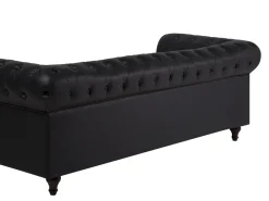 Beliani 6-Istuttava Kulmasohva Keinonahka Oikeak. Musta Chesterfield Sale