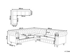 Beliani 6-Istuttava Kulmasohva Keinonahka Oikeak. Musta Chesterfield Sale