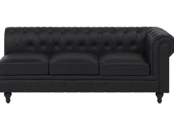 Beliani 6-Istuttava Kulmasohva Keinonahka Oikeak. Musta Chesterfield Sale