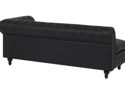 Beliani 6-Istuttava Kulmasohva Keinonahka Oikeak. Musta Chesterfield Sale