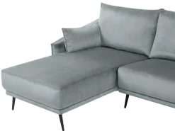 Beliani 3-Istuttava Kulmasohva Led-Valoilla Sametti Oikeak. Harmaa Varde Sale