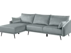 Beliani 3-Istuttava Kulmasohva Led-Valoilla Sametti Oikeak. Harmaa Varde Sale