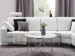 Beliani 6-Istuttava Kulmasohva Nahka Vasenk. Valkoinen Stockholm Cheap