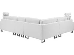 Beliani 6-Istuttava Kulmasohva Nahka Vasenk. Valkoinen Stockholm Cheap