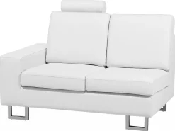 Beliani 6-Istuttava Kulmasohva Nahka Vasenk. Valkoinen Stockholm Cheap