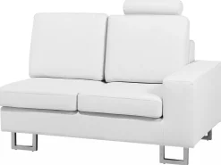 Beliani 6-Istuttava Kulmasohva Nahka Vasenk. Valkoinen Stockholm Cheap