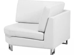 Beliani 6-Istuttava Kulmasohva Nahka Vasenk. Valkoinen Stockholm Cheap