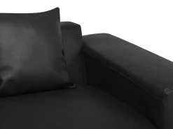 Beliani 3-Istuttava Kulmasohva Nahka Vasenk. Musta Lungo Best Sale