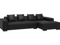 Beliani 3-Istuttava Kulmasohva Nahka Vasenk. Musta Lungo Best Sale