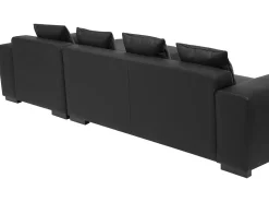 Beliani 3-Istuttava Kulmasohva Nahka Vasenk. Musta Lungo Best Sale