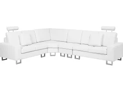 Beliani 6-Istuttava Kulmasohva Nahka Oikeak. Valkoinen Stockholm Outlet