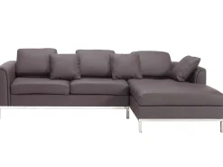 Beliani 4-Istuttava Kulmasohva Nahka Vasenk. Ruskea Oslo Best