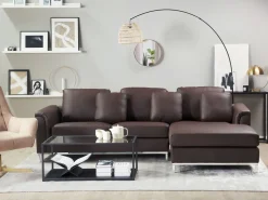 Beliani 4-Istuttava Kulmasohva Nahka Vasenk. Ruskea Oslo Best