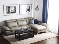 Beliani 4-Istuttava Kulmasohva Nahka Vasenk. Ruskeanharmaa Farila Flash Sale