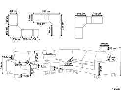 Beliani 6-Istuttava Kulmasohva Nahka Vasenk. Ruskea Stockholm Clearance