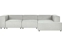 Beliani 3-Istuttava Kulmasohva Pellava Vasenk. Vaaleanharmaa Aprica Cheap