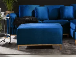 Beliani 4-Istuttava Kulmasohva Rahilla Sametti Vasenk. Tummansininen Oslo Cheap