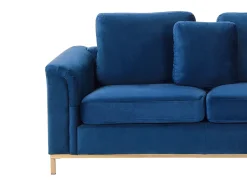 Beliani 4-Istuttava Kulmasohva Rahilla Sametti Vasenk. Tummansininen Oslo Cheap