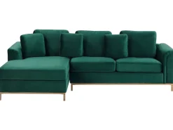 Beliani 4-Istuttava Kulmasohva Sametti Oikeak. Tummanvihrea Oslo Cheap