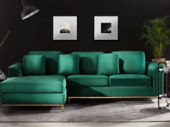 Beliani 4-Istuttava Kulmasohva Sametti Oikeak. Tummanvihrea Oslo Cheap