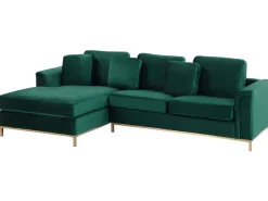 Beliani 4-Istuttava Kulmasohva Sametti Oikeak. Tummanvihrea Oslo Cheap