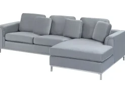 Beliani 4-Istuttava Kulmasohva Sametti Vasenk. Harmaa Oslo Store