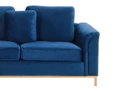 Beliani 4-Istuttava Kulmasohva Sametti Oikeak. Tummansininen Oslo Sale