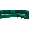 Beliani 6-Istuttava Kulmasohva Sametti Vasenk. Vihrea Evja Sale